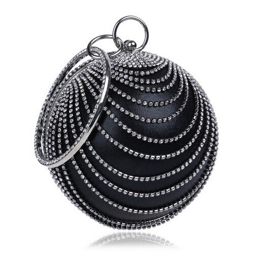 Ball Diamond Tassel Women Party Metal Crystal Clutches Evening  Wedding Bag Bridal Shoulder Handbag Wristlets Clutch