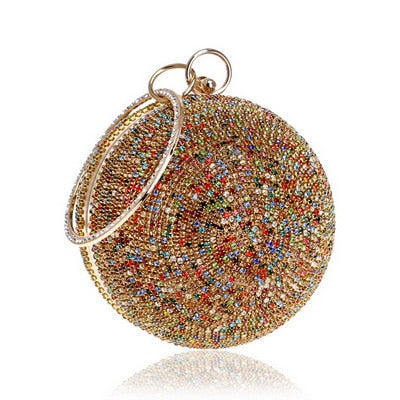 Ball Diamond Tassel Women Party Metal Crystal Clutches Evening  Wedding Bag Bridal Shoulder Handbag Wristlets Clutch