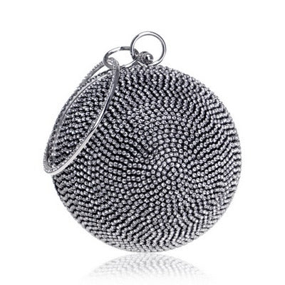Ball Diamond Tassel Women Party Metal Crystal Clutches Evening  Wedding Bag Bridal Shoulder Handbag Wristlets Clutch