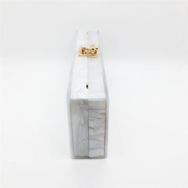 Classic HELLO Letter Acrylic Evening Bag Stitching Contrast Color Women's Clutch Bag Dress Bag