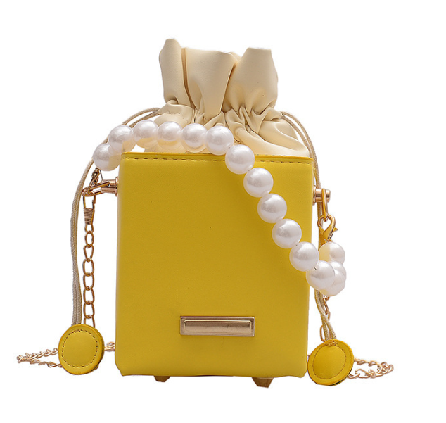Women Mini Handbag New Elegant Shoulder Messenger Portable Chain Bag Girl PVC Jelly Bag Pearl Crossbody Rhombus