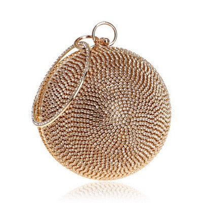 Ball Diamond Tassel Women Party Metal Crystal Clutches Evening  Wedding Bag Bridal Shoulder Handbag Wristlets Clutch