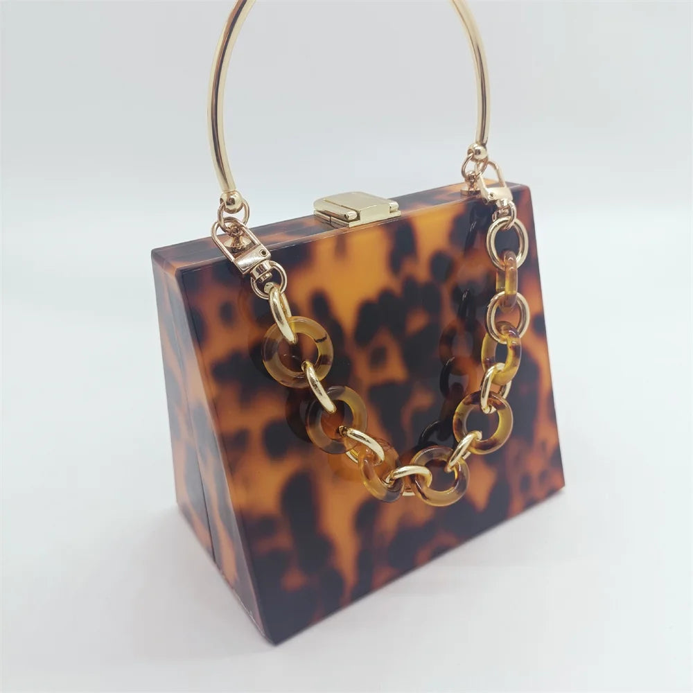 Luxury Leopard Women Evening Acrylic Clutch Bag