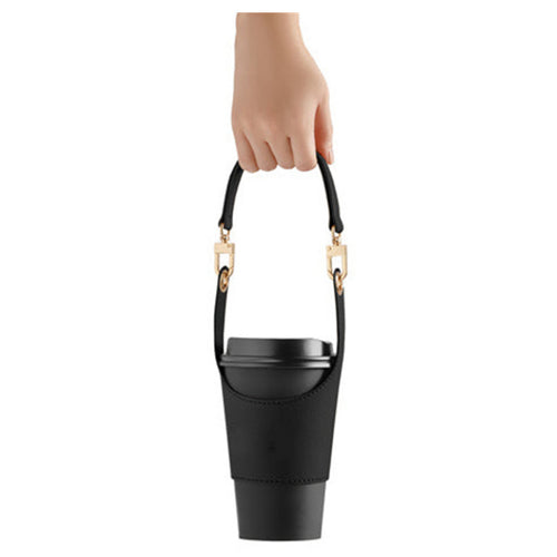 Adjustable PU leather hand cup holder Portable milk tea cup heat insulation hand bag European style cup holder
