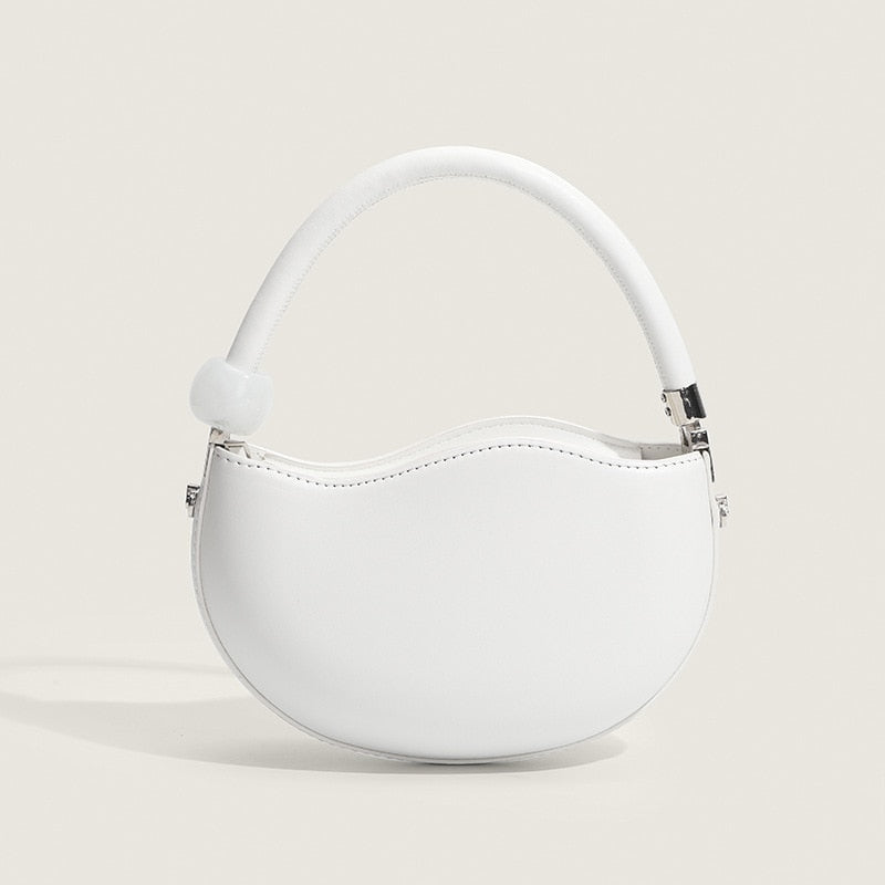 Gentle and Sweet New Cute Small Solid Color Handbag White Pink Versatile Pea Shoulder Messenger Bag for Women