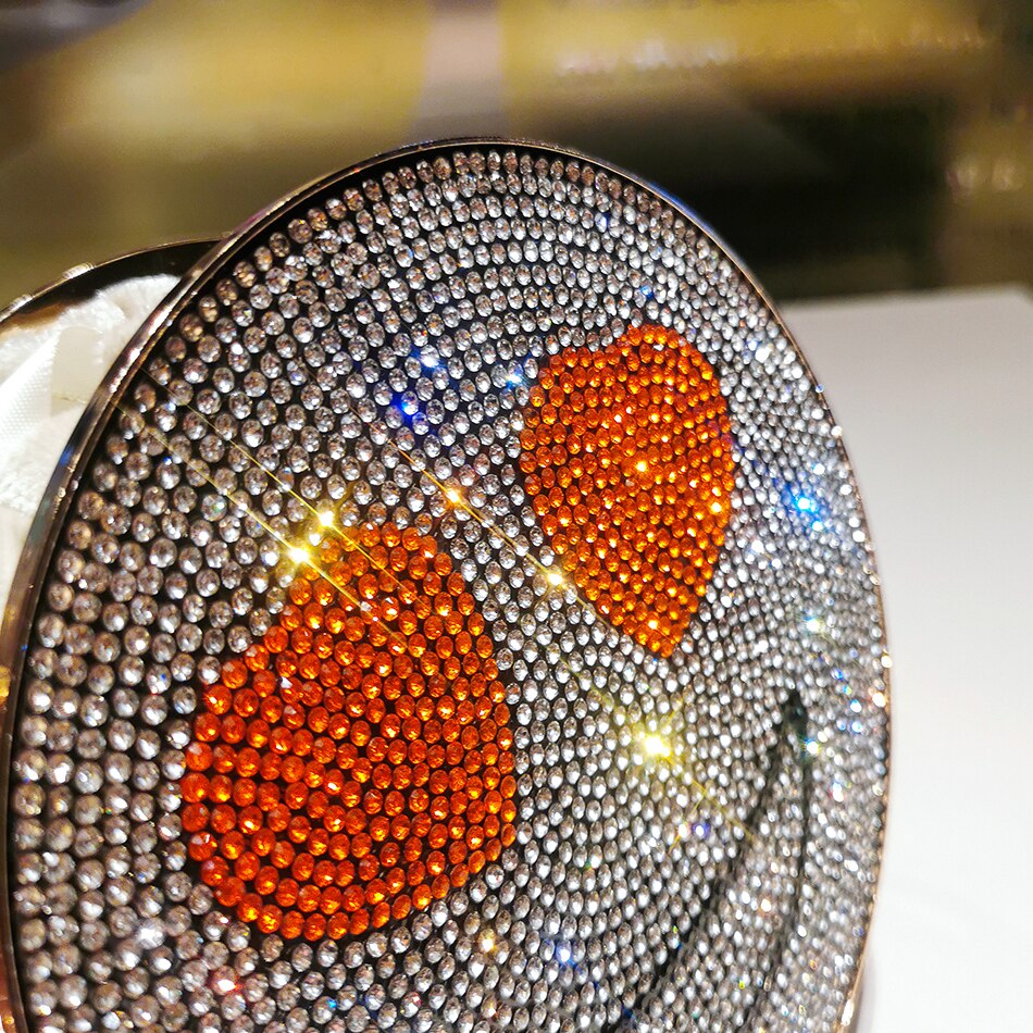 Diamond Smiling Face Evening Bag Women New Cute Alloy Metal Mini Circular Dinner Purse And Handbag