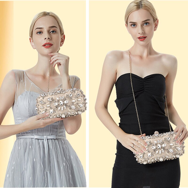 Wedding Clutch Women's Clutch Bag Party Purse and Handbag Pearl Clutch Luxury Handbags Women Bags Designer Apricot Wallet