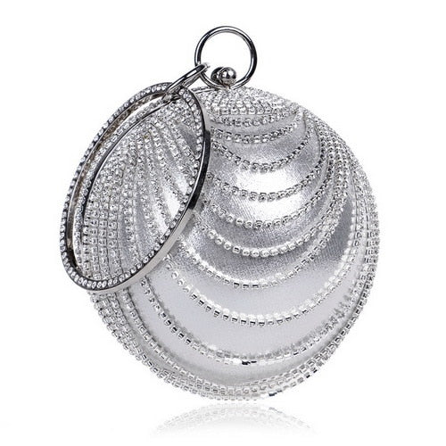 Ball Diamond Tassel Women Party Metal Crystal Clutches Evening  Wedding Bag Bridal Shoulder Handbag Wristlets Clutch