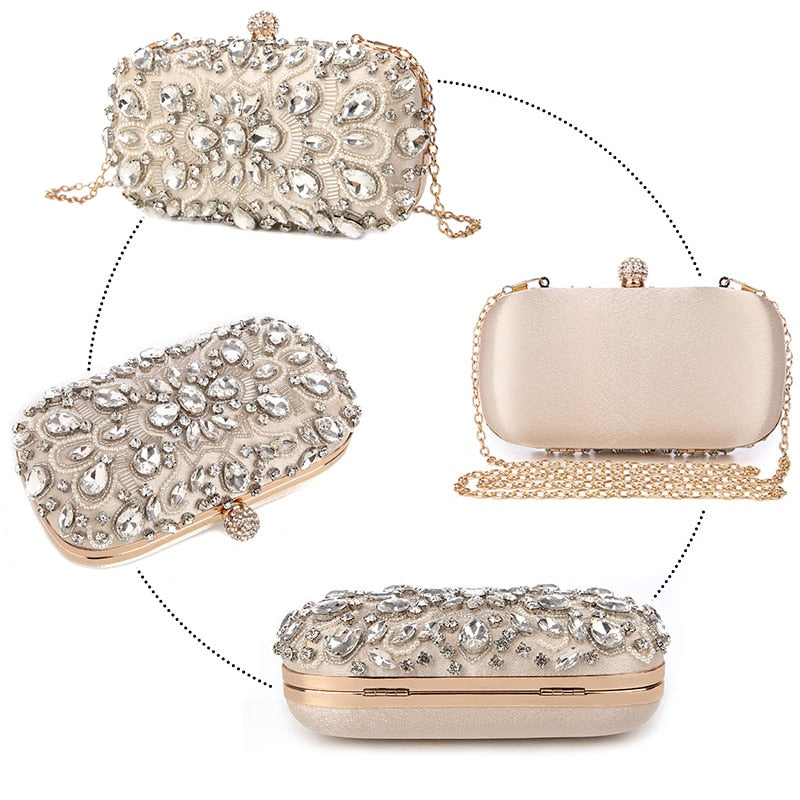 Wedding Clutch Women's Clutch Bag Party Purse and Handbag Pearl Clutch Luxury Handbags Women Bags Designer Apricot Wallet