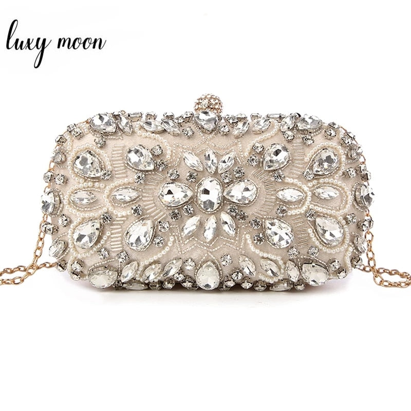Wedding Clutch Women's Clutch Bag Party Purse and Handbag Pearl Clutch Luxury Handbags Women Bags Designer Apricot Wallet
