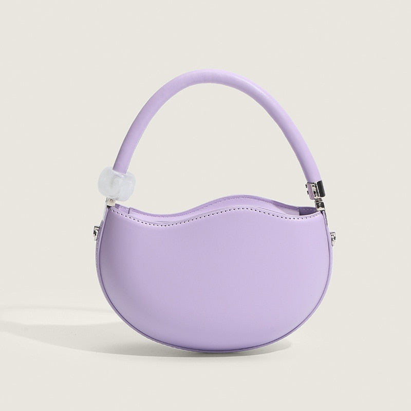 Gentle and Sweet New Cute Small Solid Color Handbag White Pink Versatile Pea Shoulder Messenger Bag for Women