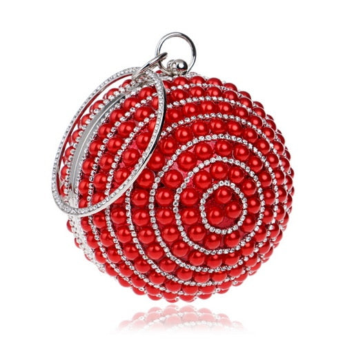 Ball Diamond Tassel Women Party Metal Crystal Clutches Evening  Wedding Bag Bridal Shoulder Handbag Wristlets Clutch
