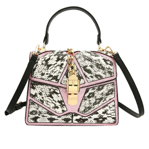Color blocking hand-held small square bag, versatile