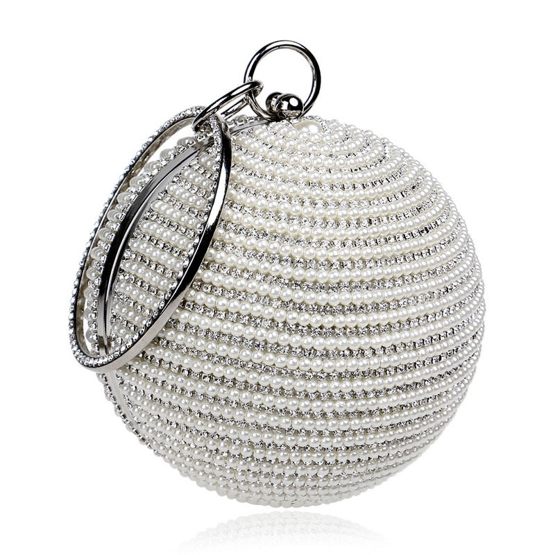 Ball Diamond Tassel Women Party Metal Crystal Clutches Evening  Wedding Bag Bridal Shoulder Handbag Wristlets Clutch