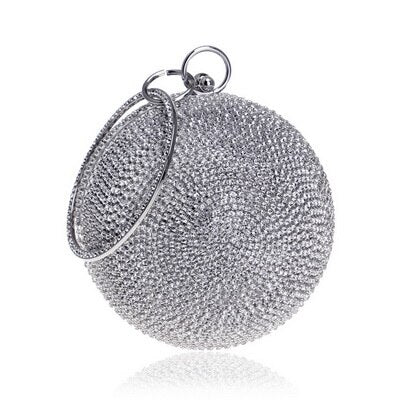 Ball Diamond Tassel Women Party Metal Crystal Clutches Evening  Wedding Bag Bridal Shoulder Handbag Wristlets Clutch