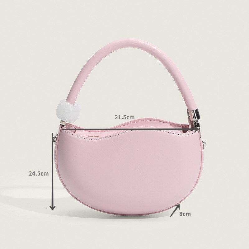 Gentle and Sweet New Cute Small Solid Color Handbag White Pink Versatile Pea Shoulder Messenger Bag for Women