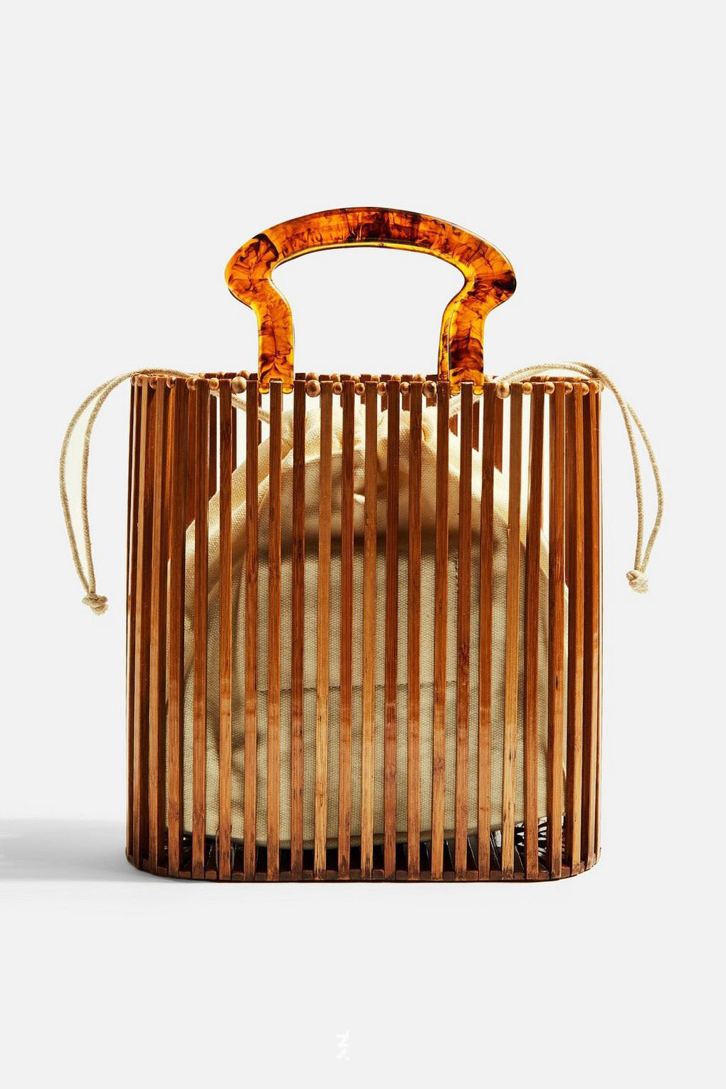Ins Woven Women's Bag Fashion Beach Straw Bag Simple Acrylic Handbag Bamboo Bag