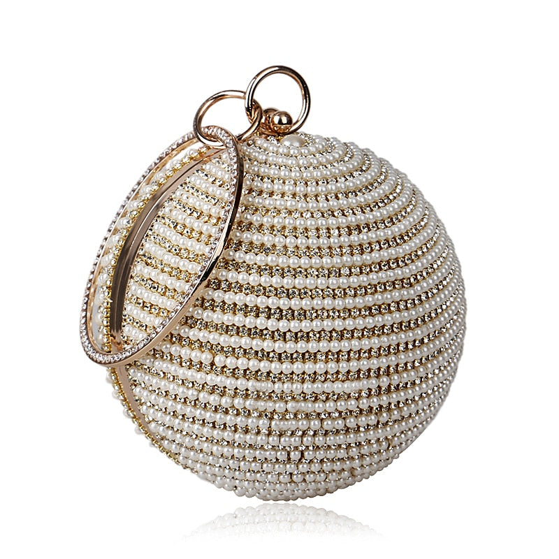 Ball Diamond Tassel Women Party Metal Crystal Clutches Evening  Wedding Bag Bridal Shoulder Handbag Wristlets Clutch