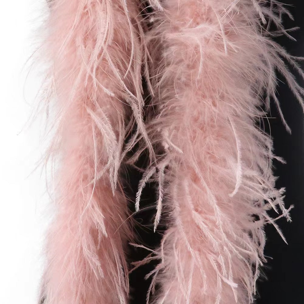 Pearl bead bag with Ostrich feather fur designer brand Clear Acrylic crystal stone box tote handbag women handmade party purse
