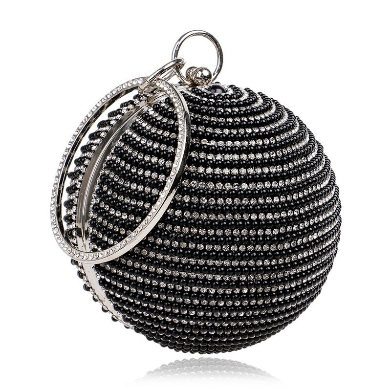 Ball Diamond Tassel Women Party Metal Crystal Clutches Evening  Wedding Bag Bridal Shoulder Handbag Wristlets Clutch