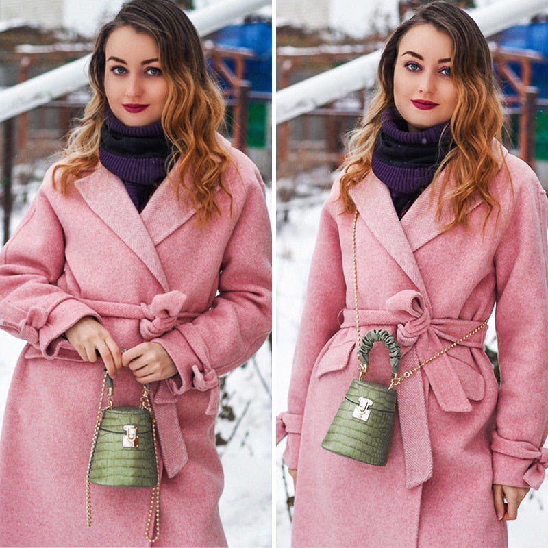 Pu Leather Bucket Bag Small Crossbody Bag Fashion Shoulder Chain Bag