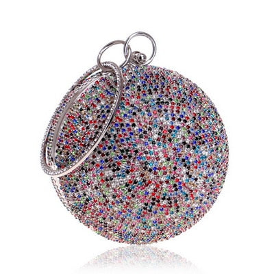 Ball Diamond Tassel Women Party Metal Crystal Clutches Evening  Wedding Bag Bridal Shoulder Handbag Wristlets Clutch