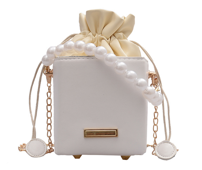 Women Mini Handbag New Elegant Shoulder Messenger Portable Chain Bag Girl PVC Jelly Bag Pearl Crossbody Rhombus